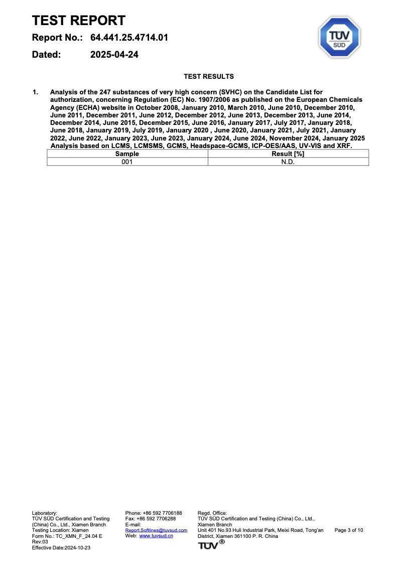 Im 水性防霉劑產品通過歐盟SVHC Reach高關注限用247項物質清單 3