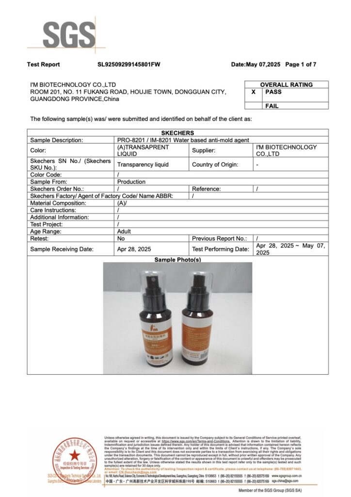 Im水性防霉劑通過 RSL Restricted Substances List – 成品限制物質規範 1